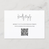 Moderne Zwart-Wit QR-code Chic Huwelijk RSVP Kaartje (Voorkant)