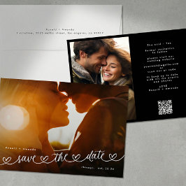 Moderne Zwart-Wit QR-code Foto Save The Date