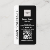 Moderne zwart-wit QR-code foto Visitekaartje (Voorkant)
