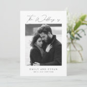 Moderne Zwart & Wit QR Code Fotobruiloft Kaart (Staand voorkant)