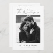 Moderne Zwart & Wit QR Code Fotobruiloft Kaart (Voorkant / Achterkant)