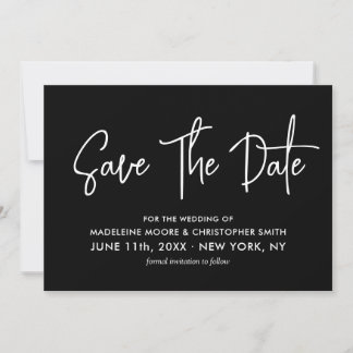 Moderne Zwart Wit QR Code Kalligrafie Save The Date