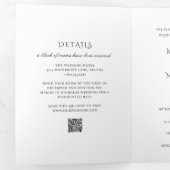 Moderne Zwart-Wit QR-code Klasse Trouwfeest Drieluik Uitnodiging (Binnenzijde eerst)