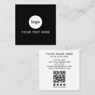 Moderne Zwart-Wit QR-code Logo Minimalistisch Toev Vierkante Visitekaartje