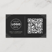 Moderne Zwart & Wit QR Code | Luxe Art Deco Visitekaartje (Voorkant)