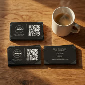 Moderne Zwart & Wit QR Code | Luxe Art Deco Visitekaartje