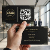 Moderne Zwart & Wit QR Code | Luxe Art Deco Visitekaartje