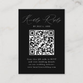 Moderne Zwart-Wit QR Code RSVP Informatiekaartje (Voorkant)