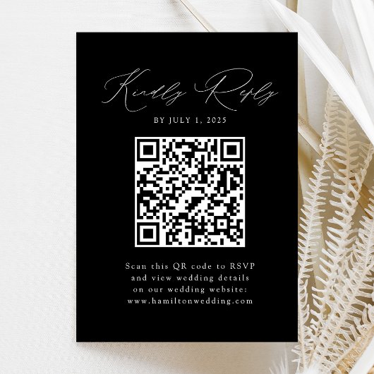 Moderne Zwart-Wit QR Code RSVP Informatiekaartje