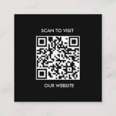 Moderne zwart-wit QR-code Vierkante Visitekaartje (Achterkant)