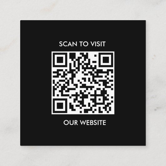 Moderne zwart-wit QR-code Vierkante Visitekaartje (Achterkant)