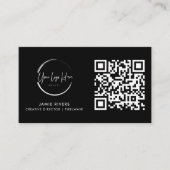 Moderne Zwart-Wit QR-code Zakelijke Kaart Visitekaartje (Voorkant)