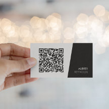 Moderne Zwart-Wit QR-code Zakelijke Kaart