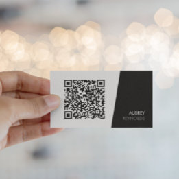 Moderne Zwart-Wit QR-code Zakelijke Kaart Visitekaartje