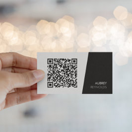 Moderne Zwart-Wit QR-code Zakelijke Kaart Visitekaartje