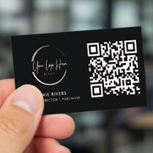 Moderne Zwart-Wit QR-code Zakelijke Kaart