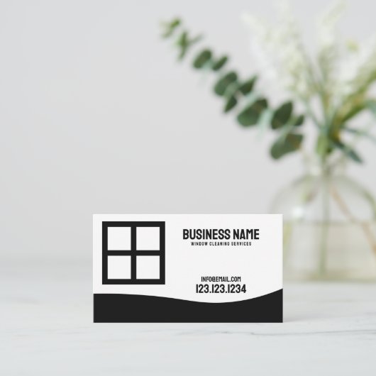 Moderne Zwart-wit Raamreiniging Visitekaartje (Staand voorkant)