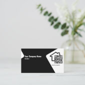 Moderne Zwart-wit  Realtor QR Code Visitekaartje (Staand voorkant)