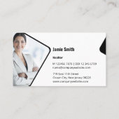 Moderne Zwart-wit  Realtor QR Code Visitekaartje (Achterkant)