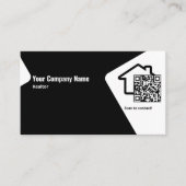 Moderne Zwart-wit  Realtor QR Code Visitekaartje (Voorkant)