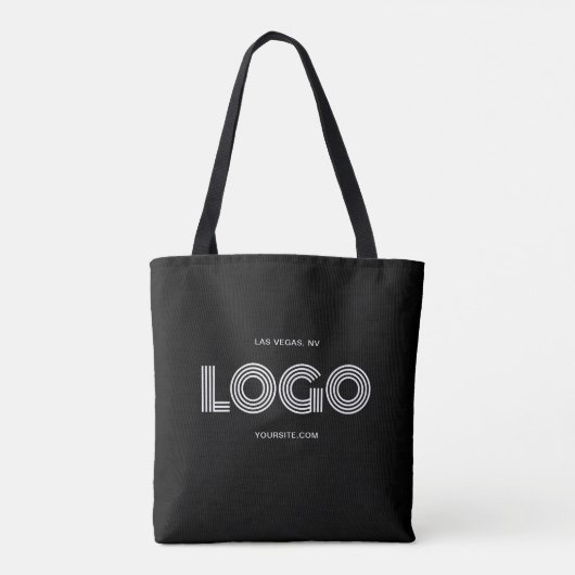 Moderne zwart-wit rechthoekige Logo Tote Bag (Achterkant)