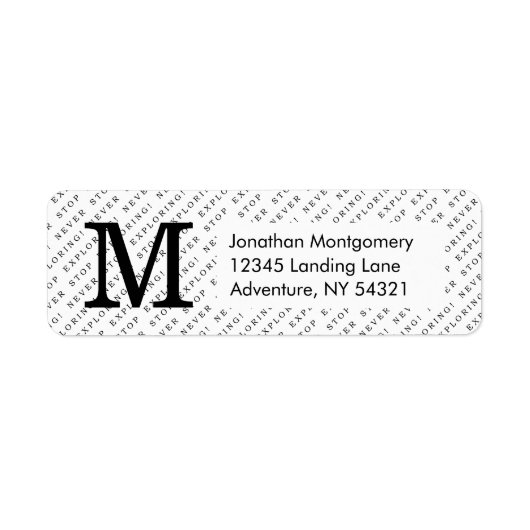 Moderne zwart-wit reizen typografie monogram etiket (Voorkant)