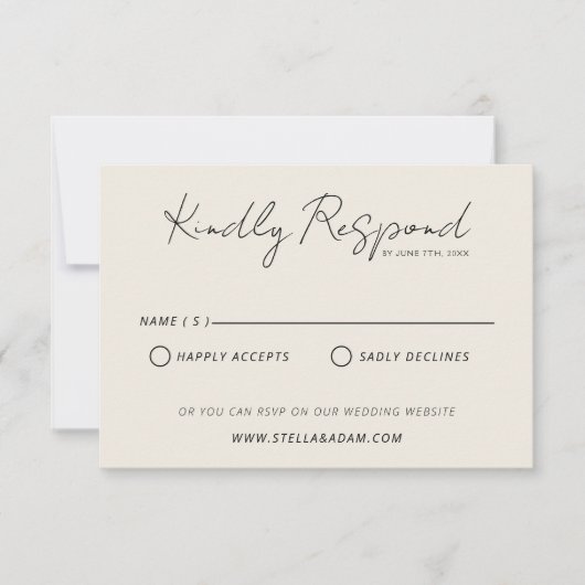 Moderne zwart-wit retro plezier minimalistische br RSVP kaartje (Voorkant)