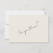 Moderne zwart-wit retro plezier minimalistische br RSVP kaartje (Achterkant)