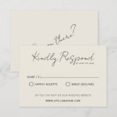 Moderne zwart-wit retro plezier minimalistische br RSVP kaartje (Voorkant / Achterkant)