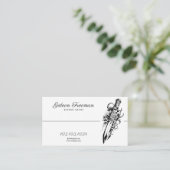 Moderne Zwart & Wit Roos Tattoo Artiest Visitekaartje (Staand voorkant)