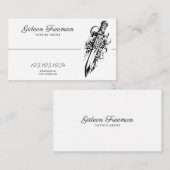 Moderne Zwart & Wit Roos Tattoo Artiest Visitekaartje (Voorkant / Achterkant)
