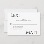 Moderne zwart-wit RSVP-kaart RSVP Kaartje (Voorkant)