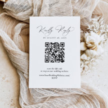 Moderne Zwart-Wit RSVP met QR-codekaart