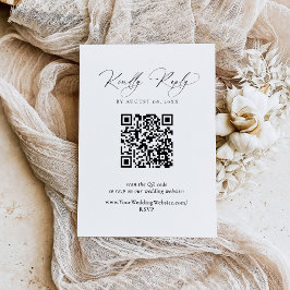 Moderne Zwart-Wit RSVP met QR-codekaart Notitiekaartje