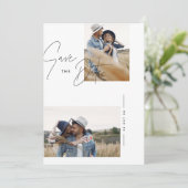 Moderne zwart-wit rustieke foto bruiloft save the date (Staand voorkant)