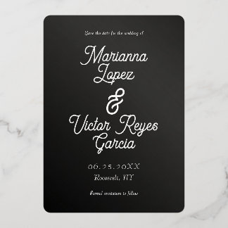 Moderne Zwart-Wit Save the Date Folie Uitnodiging