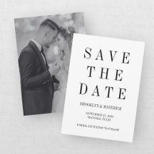 Moderne Zwart & Wit Save The Date Foto Kaart