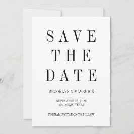 Moderne Zwart & Wit Save The Date Foto Kaart