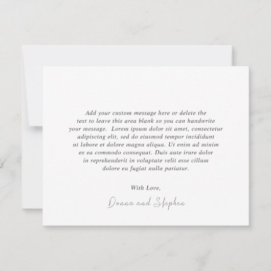 Moderne zwart-wit schone bruiloft bedankkaart (Achterkant)