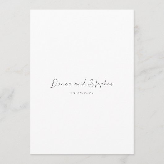 Moderne zwart-wit schone bruiloft menu (Achterkant)