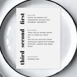 Moderne zwart-wit schone minimalistische bruiloft menu