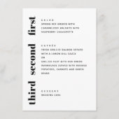 Moderne zwart-wit schone minimalistische bruiloft menu (Voorkant)