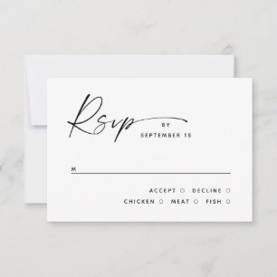 Moderne Zwart-Wit Schone Minimalistische Trouwdag RSVP Kaartje