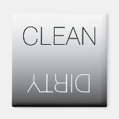 Moderne Zwart & Wit Schoon Vuil Vaatwasser Magneet (Voorkant)