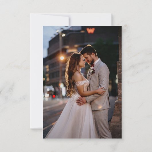 Moderne zwart-wit script bruiloft aankondiging (Achterkant)