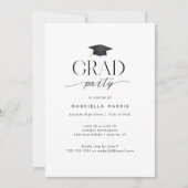 Moderne zwart-wit script grad party foto kaart (Voorkant)