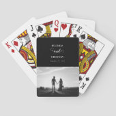 Moderne Zwart & Wit Scriptie Koppel Foto Bruiloft Pokerkaarten (Achterkant)