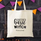 Moderne zwart-wit scripttypografie Halloween Tote Bag