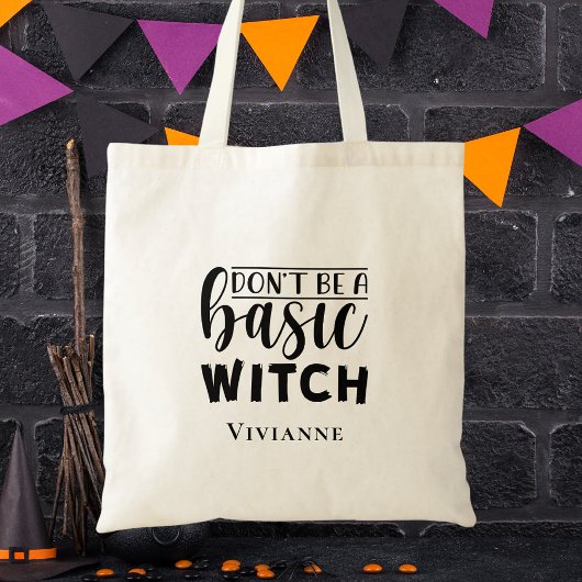 Moderne zwart-wit scripttypografie Halloween Tote Bag