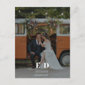 Moderne Zwart Wit Side Wave Foto bruiloft Details Informatiekaartje (Achterkant)